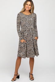 Brown Animal Print Soft Knit Dress