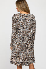 Brown Animal Print Soft Knit Dress