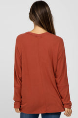 Rust V-Neck Long Sleeve Maternity Top