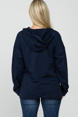 Navy French Terry Hooded Pullover Maternity Top