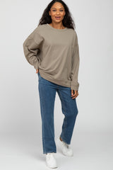 Light Olive Dolman Sleeve Terry Top