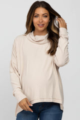 Cream Cowl Neck Split Back Maternity Top