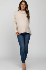 Cream Cowl Neck Split Back Maternity Top