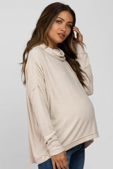 Cream Cowl Neck Split Back Maternity Top