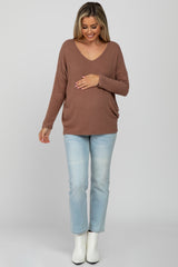 Mocha Soft Dolman Sleeve Maternity Top