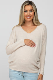 Beige Soft Dolman Sleeve Maternity Top