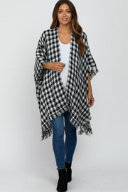 Ivory Houndstooth Maternity Sweater Poncho