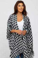 Ivory Houndstooth Sweater Poncho