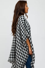 Ivory Houndstooth Sweater Poncho