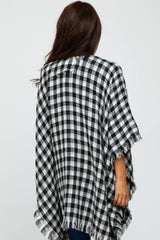 Ivory Houndstooth Sweater Poncho