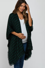 Forest Green Houndstooth Maternity Sweater Poncho