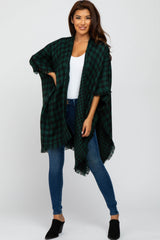 Forest Green Houndstooth Sweater Poncho