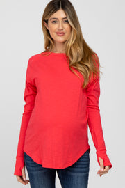 Coral Basic Raglan Long Sleeve Maternity Top