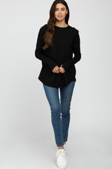 Black Basic Raglan Long Sleeve Top