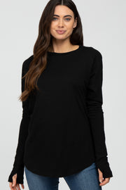 Black Basic Raglan Long Sleeve Top