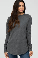 Charcoal Basic Raglan Long Sleeve Top