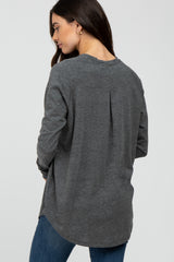 Charcoal Basic Raglan Long Sleeve Top