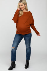 Rust Crochet Lace Dolman Sleeve Maternity Top