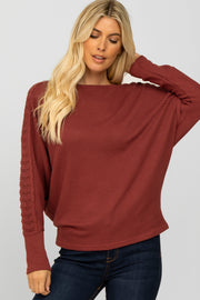 Burgundy Crochet Lace Dolman Sleeve Top