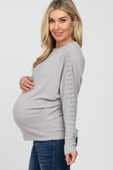 Heather Grey Crochet Lace Dolman Sleeve Maternity Top