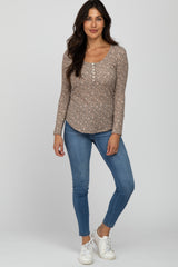 Taupe Floral Long Sleeve Top