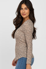 Taupe Floral Long Sleeve Top