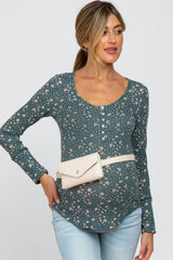 Green Floral Long Sleeve Maternity Top