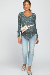 Green Floral Long Sleeve Maternity Top