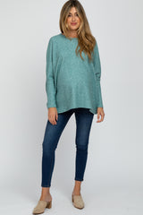 Teal Dolman Sleeve Soft Knit Maternity Top