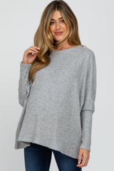 Heather Grey Dolman Sleeve Soft Knit Maternity Top