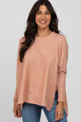 Salmon Soft Knit Maternity Long Sleeve Top