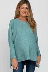 Teal Soft Knit Maternity Long Sleeve Top