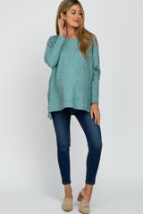 Teal Soft Knit Maternity Long Sleeve Top