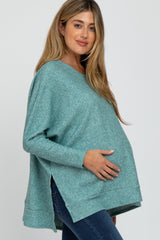 Teal Soft Knit Maternity Long Sleeve Top