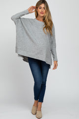 Heather Grey Soft Knit Long Sleeve Top