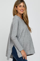 Heather Grey Soft Knit Long Sleeve Top