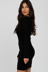 Black Puff Sleeve Sweater Dress