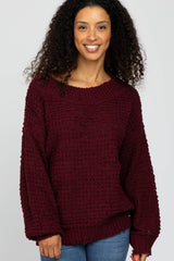 Burgundy Chunky Knit Maternity Sweater