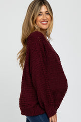 Burgundy Chunky Knit Maternity Sweater