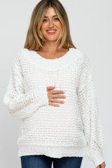 White Chunky Knit Maternity Sweater