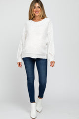 White Chunky Knit Maternity Sweater