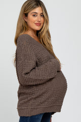 Mocha Chunky Knit Maternity Sweater