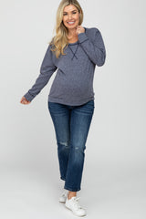 Navy Heather Maternity Long Sleeve Top