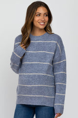 Blue Striped Maternity Knit Sweater