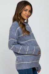 Blue Striped Maternity Knit Sweater