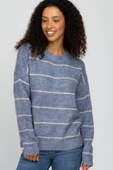 Blue Striped Maternity Knit Sweater