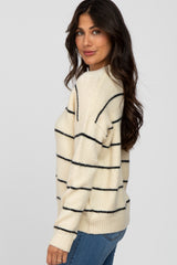 Cream Striped Knit Sweater