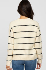 Cream Striped Knit Sweater