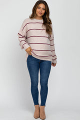 Light Pink Striped Maternity Knit Sweater