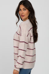 Light Pink Striped Knit Sweater